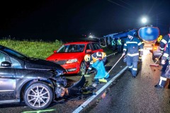 22.10.2024, Eggelsberg, AUT, Unterwegs in Oberösterreich, VU Aufräumarbeiten, LKW und mehrere Autos beteiligt, im Bild die Unfallstelle, Pressefoto Scharinger © 2024, PhotoCredit D. Scharinger